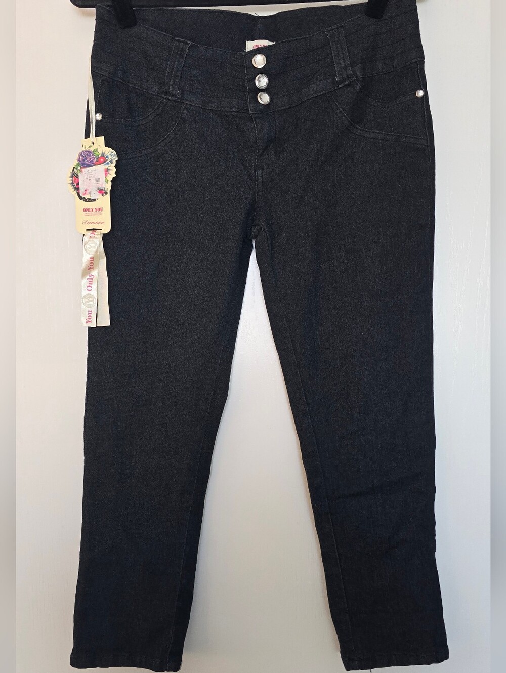 Only You - (NWT) High-Waisted  3-Button Wide Corset Waist Crop Jeans